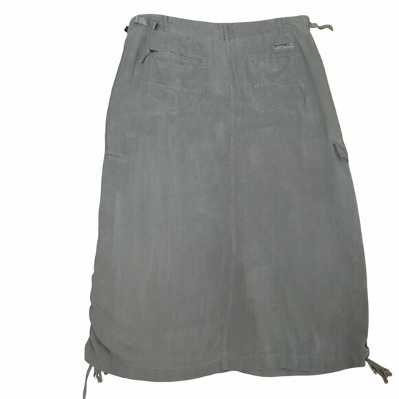 VTG DA-NANG 100% Silk Cargo Skirt Cocoon Gray M Lace-Up Side Utility Y2K Surplus - Picture 2 of 5